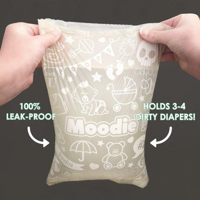 Saco de Fraldas Descartáveis e Refil Moodie Teddy Bear Vanilla Dream - Sacos Grandes e Resistentes